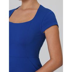 This dress can be a perfect addition to almost any outfit from formal to daily wear, great for work, meetings, office, businesses, work, parties, cocktails, weddings, casual, daily dressing, etc. Pair with high heels for a chic office look. Comfortable and versatile, this pencil dress is perfect on its own or as a layer under a blazer. Fitted Square Neck Dress For Work, Fitted Blue Bodycon Dress With Back Zipper, Stretch Bodycon Dress For Work, Solid Short Sleeve Bodycon Dress For Formal Occasions, Fitted Bodycon Dress For Business Casual, Midi Length, Classic Stretch Bodycon Dress For Work, Stretch Blue Bodycon Dress For Work, Blue Stretch Bodycon Dress For Work, Elastane Dress For Workwear