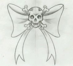 a drawing of a skull and crossbones on a bow