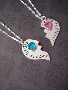 Custom BIG sister and  LITTLE Sister or Best by SayAnythingJewelry, $80.00 Sister Jewelry Two, Sister Necklace For 2, Big Sister And Little Sister, Sister Necklaces, Bff Jewelry, Dancing Diamond, Friendship Necklace, Kay Jewelry, Sister Jewelry