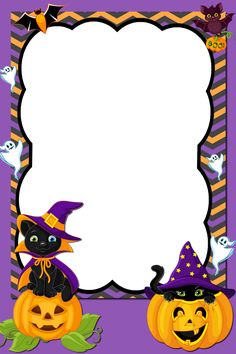 a halloween frame with pumpkins and witches