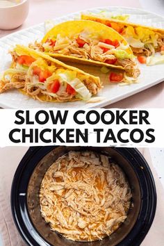 slow cooker chicken tacos with text overlay