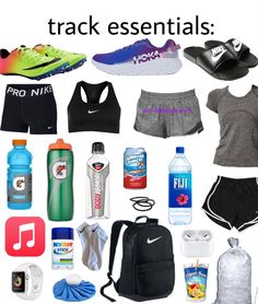 there are many items that can be found in this bag and the words track essentials