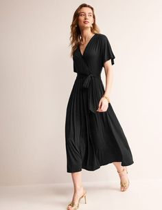 Black Wrap Dress Outfit, Dress Black Women, Kimono Wrap Dress, Black Kimono, Kimono Wrap, Boden Uk, Midi Dress Black, Black Wrap, Tshirt Skirt