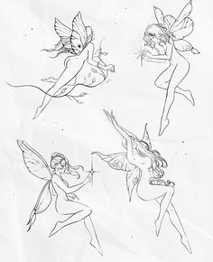 four different types of tinkerbells are depicted in this drawing