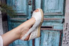 Wedge Wedding Shoes, Bridal Espadrilles, Wedding Boho Beautiful spanish Espadrilles with wedges for brides Lace Espadrilles Wedding shoes Bridal These wedge wedding shoes, adorned with ivory lace overlay are the perfect accessory for a romantic wedding boho. Elegant yet oh-so comfortable, women's espadrille wedge was made with love. The accent of elegance and sophistication of the product has been designed to give your wedding day a very special accent. The shoes are specially made only using hi Spring Beach Wedding Closed-toe Shoes, Spring Wedding Wedge Sandals With Round Toe, Spring Beach Wedding Shoes With Round Toe, Elegant Summer Wedding Wedge Sandals, Elegant White Wedge Heel Espadrilles, Summer Wedding Closed Toe Wedge Sandals, Elegant Flat Espadrilles, Elegant Summer Espadrilles, Spring Wedding Open Toe Wedge Sandals