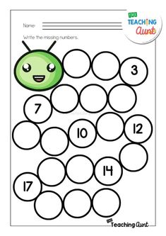 a green bug with numbers to 10 on it, and the number one is missing