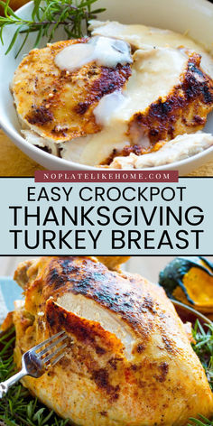 Easy Crockpot Thanksgiving Turkey Breast with Gravy is the perfect Thanksgiving dinner recipe! Enjoy juicy turkey breast with homemade gravy, olive oil, and butter. A great main course idea for making delicious turkey sandwiches. Cook and enjoy! Turkey Crockpot, Crock Pot Turkey Breast, Crockpot Turkey Breast, Crock Pot Turkey, Turkey Breast Crockpot, Cook Turkey, Juicy Turkey, Slow Cooker Turkey Breast, Crockpot Turkey