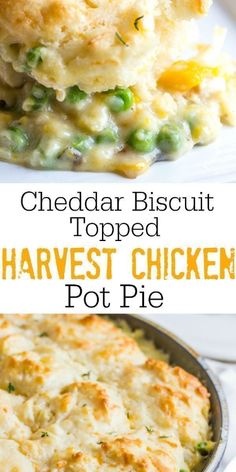 cheddar biscuit topped harvest chicken pot pie is an easy and delicious side dish