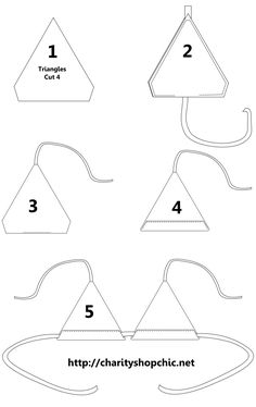 the instructions for how to make an origami mouse with four different shapes and sizes