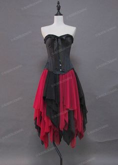 Red A-line Dress For Costume Party, Gothic Dress With Sweetheart Neckline, Red Corset Dress With Fitted Bodice For Formal Occasions, Formal Red Corset Dress With Fitted Bodice, Red Corset Dress For Prom Season, Elegant Sleeveless Dresses For Costume Party, Red Sleeveless Corset Dress For Prom, Sleeveless Red Corset Dress For Prom, Elegant Red Sleeveless Corset Dress