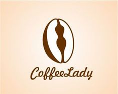 the coffee lady logo is shown on a light colored background with brown and white lettering