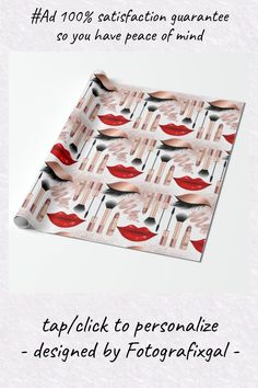 an advertisement with lipstick on it and the text,'ad transferer this design onto something else with a click tap / click to customize - designed by fotografax