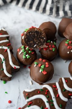 chocolate covered candies with sprinkles on them