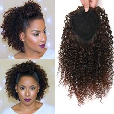 Curly Fake Ponytail Black Women, Curly Hair Extensions Ponytail, Fake Curly Ponytail, Curly Clip In Ponytail, Coily Clip In Hairstyles, Human Hair Pieces, Ponytail Hair Piece, Curly Ponytail, Loose Waves Hair