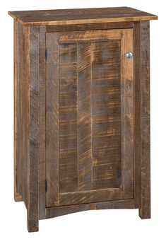 the wooden cabinet is made from wood and has two doors on one side, an open drawer