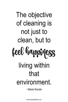 the objective of cleaning is not just to clean, but to feel happiness living within that environment