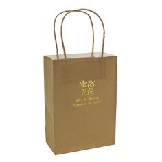 a brown paper bag with the words mr and mrs printed on it's side