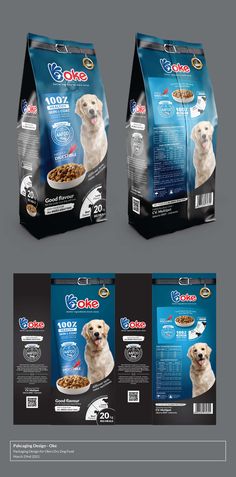 three bags of dog food with the same image as shown in the bottom left hand corner