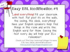 a purple polka doted background with an easy esl definition