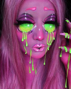 Dessert Makeup, Spooky Slime, Slime Makeup, Slime Girl, Halloweenský Makeup, Drag Make-up, Amazing Halloween Makeup