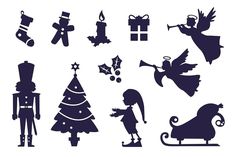 various silhouettes of christmas items and decorations