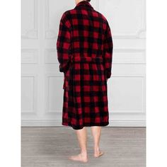 This classic fleece men’s robe is super soft and lightweight, yet warm at the same time. This robe comes with a waist strap so you can adjust it for perfect fit and 2 side pockets to keep all your essentials! The robe is constructed with 260 GSM of high-quality microfiber polyester that is soft to the touch, easy to care for, and lightweight at the same time. Rosalind Wheeler Color: Red | Rosalind Wheeler Speight Fleece Male Mid-Calf Bathrobe w / Pockets 50.0 W in / blackPolyester in Red | One S Fleece Men, Poncho Wrap, Red Checkered, Hoodie Blanket, Women's Robe, Mens Flannel, Wearable Blanket, Waist Strap, Plaid Design