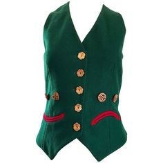 1990s Moschino Cheap & Chic Happy / Sad Hunter Green Carved Wood Waistcoat Vest 1 Eccentric Clothes, Mode Mantel, Vintage Moschino, Crop Vest, Brunch Fashion, Moschino Cheap And Chic, Green Vest, Outfit Collage, Vintage Vest