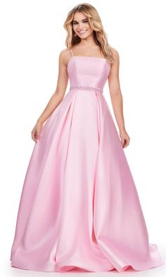 Ashley Lauren 11540 - Satin A-Line Prom Dress Ashley Lauren, A Line Prom Dress, Straight Across Neckline, Simple Gowns, Pink Prom, A Line Prom Dresses, Dress 16, Pink Satin, Prom Gown