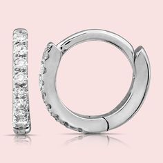 Slim Diamond Huggie Earrings - Sparkle Society Diamond Huggie Earrings, Diamond Huggies, Tiny Diamond, Diamond Sizes, White Rose Gold, Huggies Earrings, Pave Diamonds, Gemstone Colors, White Diamond