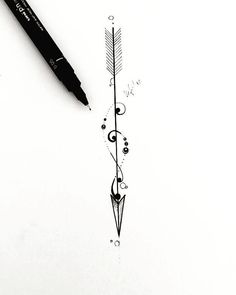 a pen and ink drawing of an arrow