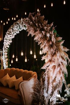 pampas grass decor ideas Engagement Decorations Indian, 25th Wedding Anniversary Decorations, 25th Anniversary Decorations, Elegant Classy Wedding, Engagement Stage, Indian Wedding Decorations Receptions, Small Wedding Decor, Engagement Stage Decoration, Engagement Themes