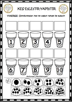 a printable worksheet for counting the numbers from 1 to 10 in each cup