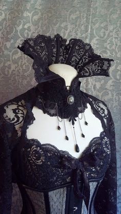 Dramatic Victorian Steampunk Gothic black High neck corset/ corset collar by kvodesign. Mode Steampunk, Drawing Hair, Gothic Vampire, Victorian Goth, Victorian Steampunk