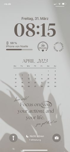 an iphone screen with the date and time displayed on it, as well as other screens