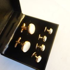 Beautiful Set Of Minimalistic Styling Substantial Cufflinks And Studs Genuine Mother Of Pearl Cuff Links, Mother Of Pearl, Cufflinks, Mens Accessories, Nordstrom, White Gold, Man Shop, Cuff, Gold