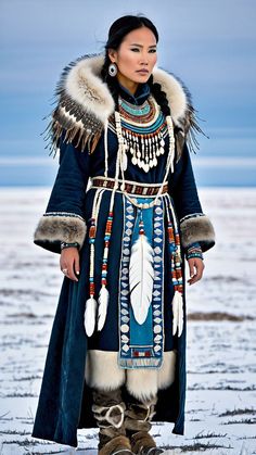 The Inuit by Isamatos Traditional Inuit Clothing, Inuit Outfit, Inuit Fashion, Aboriginal Traditional Clothing, Native American Traditional Clothing, Inuit Hairstyles, Indigenous Clothing, Inuit Culture, Inuit Character Design