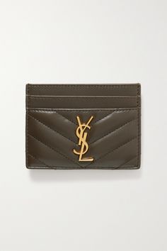 SAINT LAURENT's cardholder has been crafted in Italy from matelassé leather and adorned with a gold-tone 'YSL' logo plaque. Part of the brand's 'Cassandre' collection, it's fitted with four slots for easy access to your most-used cards. Ysl Card Holder, Ysl Wallet, Leather Cardholder, St Laurent, Ysl Logo, Chocolate Leather, School Dance, Saint Laurent Wallet, Card Holder Leather