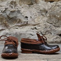 View of front and side Duck Shoes, Boot Pulls, Outdoor Enthusiast, The Duck, Pull On Boots, Mens Shoes Boots, Kids Boots, Leather Lace, Outdoor Adventures