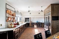 a large kitchen with lots of counter space