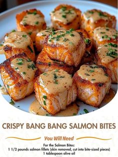 a flyer for crispy bang bang salmon bites