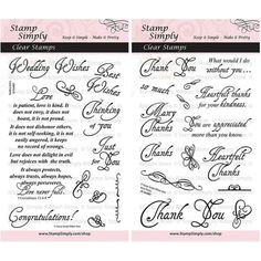 two clear stamps with the words thank you