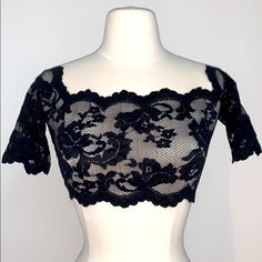 Sheer Stretch Scalloped Lace Crop Top From Victoria’s Secret. Sexy! Unworn! Sheer Fitted Crop Top For Evening, Chic Fitted Lace Top With Built-in Bra, Stretch Lace Tops Bra Friendly, Party Lace Tops With Bra Friendly Design, Party Lace Tops That Are Bra Friendly, Evening Black Tops Bra Friendly, Evening Fitted Bra-friendly Crop Top, Fitted Black Lace Top For Evening, Fitted Black Crop Top Bra Friendly