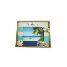 a beach scene with the word relax and sand in it, on a white background