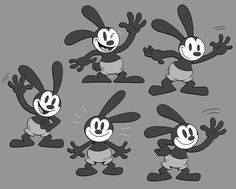 an image of mickey mouse cartoon character poses for animation art work in black and white