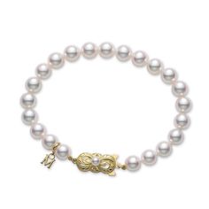 7-Inch Akoya Cultured Pearl Strand Bracelet Mikimoto Jewelry, Pearl Jewelery, Cultured Pearl Bracelet, Mikimoto Pearls, Pearl Strand, Bracelet Online, Pearl Strands, Pearl Types, Yellow Gold Bracelet