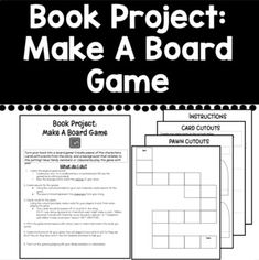 the book project make a board game is shown with four different sections and text on it