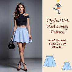 Circle Mini Skirt Sewing Pattern, Circle Skirt, Skater Skirt, Women's Flare Skirt, School Skirt, Tennis Skirt, Summer Skirt A4 A0 US, XS-4XL: Available as an instant download (pdf) sewing pattern bundle with a range of size options: US Sizes: 2, 4, 6, 8, 10, 12, 14, 16, 18, 20, 22, 24, 26, 28, 30 Standard Sizes: XS, S, M, L, XL, 2XL, 3XL, 4XL These patterns are suitable for A4, A0, and US Letter size papers. As soon as your payment is processed, you will automatically receive download links for Mini Skirt Sewing, Mini Skirt Sewing Pattern, Circle Skirt Pattern, Skirt School, 50s Skirt, Skirt Tennis, Skirt Sewing Pattern, School Skirt, Skirt Sewing