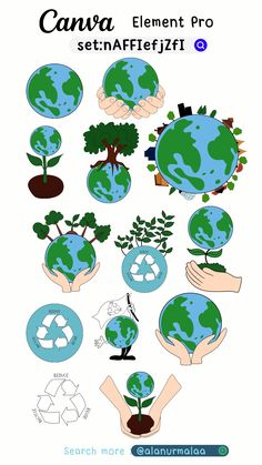 an image of hands holding the earth with trees and recyclables on it