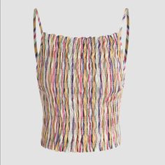 Super Cute And Flattering Smocked Rainbow Stripe Spaghetti Strap Cropped Tank Top With A Square Neckline And Slightly Low Back. Fits A Medium Size (Though It Is A Large, But Runs Small). Stretchy Fabric. Brand New, Never Been Worn Or Washed. Stored Nicely In A Pet And Smoke Free Home. I Always Ship My Sales Day Or Or Day After You Buy! Thanks For Checking Out My Closet And Have A Great Day. Multicolor Cami Top For Vacation, Multicolor Cami Tops For Beach, Multicolor Spaghetti Strap Top For Day Out, Multicolor Cami Top For Summer, Multicolor Cami Top For Spring, Trendy Multicolor Spaghetti Strap Tops, Multicolor Cami Tank Top For Day Out, Rainbow Spaghetti, Rainbow Tank Top