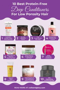 Ten Best Protein-Free Deep Conditioners For Low Porosity Hair - Coils and Glory Deep Conditioner For Natural Hair, Natural Hair Care Routine, Stop Hair Breakage, Girl Products, Natural Hair Routine